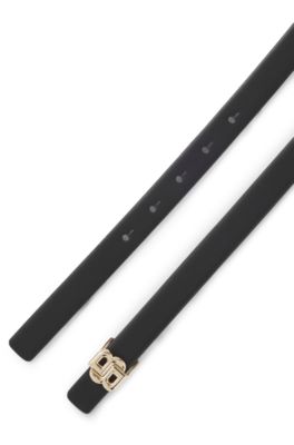 Cintur&oacute;n reversible de piel italiana con monograma Double B en la hebilla, Negro