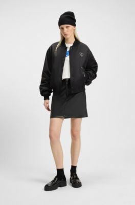 Mini skirt in faux leather, Black