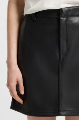 Mini skirt in faux leather, Black