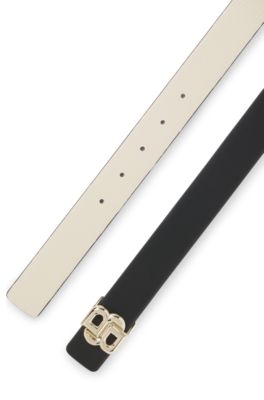 Cintur&oacute;n reversible de piel italiana con monograma Double B, Negro