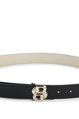 Reversible Italian-leather belt with Double B monogram, Black