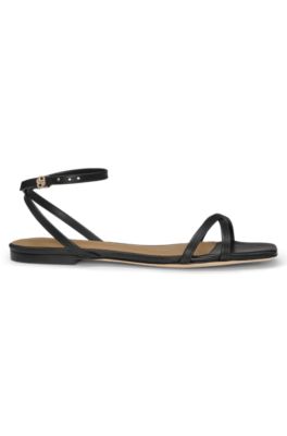 Leather sandals with Double B monogram, Black