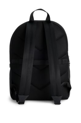 BOSS - Backpack with monogram-patterned pocket - Black