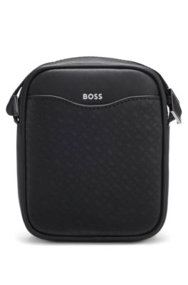 バッグ BOSS BOSS - Reporter bag with monogram-patterned front pocket - Black