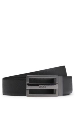 ベルト BOSS Woman Belt Black 50542179 002 BOSS - Reversible leather belt with monogram buckle - Black