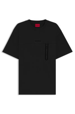 T-shirt en coton m&eacute;lang&eacute; avec d&eacute;tails r&eacute;fl&eacute;chissants d&eacute;coratifs, Noir