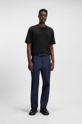 T-shirt en coton m&eacute;lang&eacute; avec d&eacute;tails r&eacute;fl&eacute;chissants d&eacute;coratifs, Noir