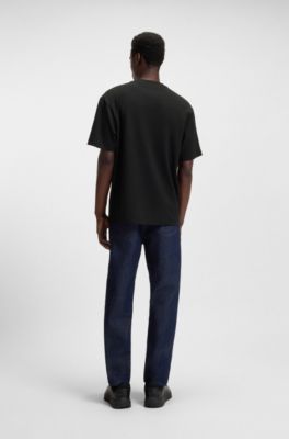 Cotton-blend T-shirt with decorative reflective details, Black