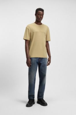 T-shirt en coton m&eacute;lang&eacute; avec d&eacute;tails r&eacute;fl&eacute;chissants d&eacute;coratifs, Beige