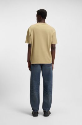 Cotton-blend T-shirt with decorative reflective details, Beige