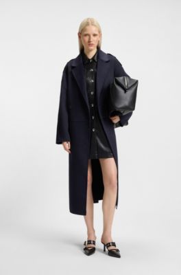 Double-breasted coat in an oversized fit, Dark Blue