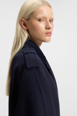 Double-breasted coat in an oversized fit, Dark Blue
