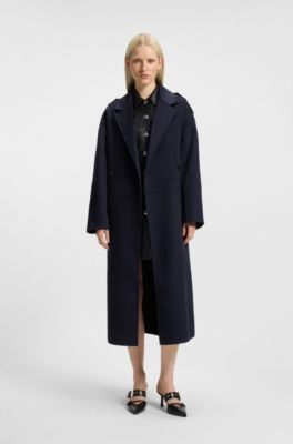 Double-breasted coat in an oversized fit, Dark Blue