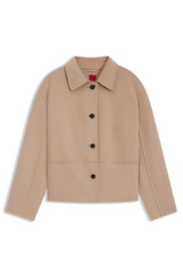 Veste Relaxed boutonn&eacute;e sur le devant, Brun chin&eacute;