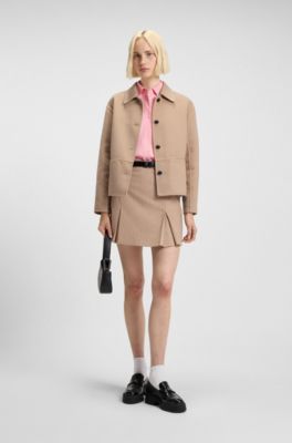 Veste Relaxed boutonn&eacute;e sur le devant, Brun chin&eacute;