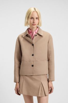 Veste Relaxed boutonn&eacute;e sur le devant, Brun chin&eacute;