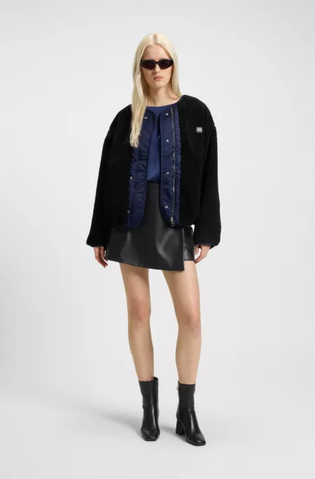 Faux-leather mini skort with wrap front