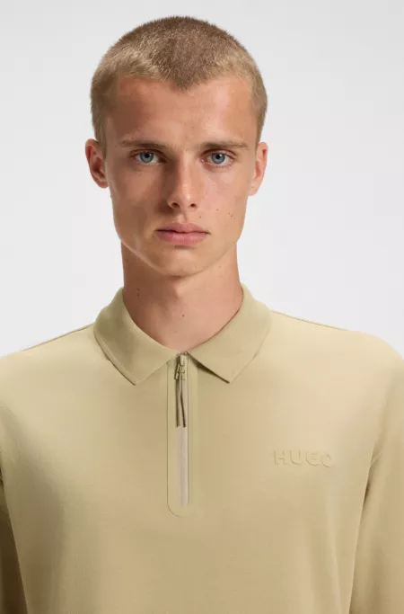 Zip-placket polo shirt in a cotton blend