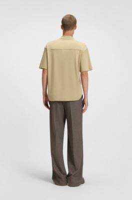 Polo de algod&oacute;n con tapeta de cremallera, Beige