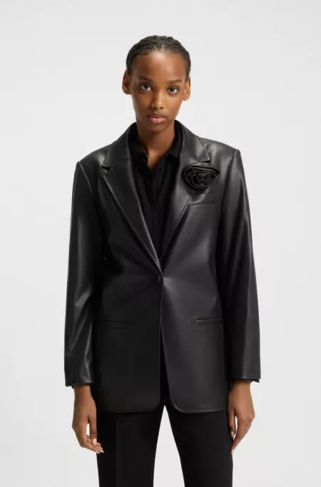 Regular-fit blazer in faux leather