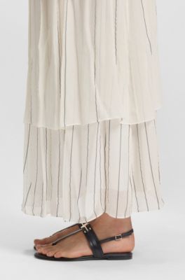 Leather sandals with metallic Double B monogram, Black