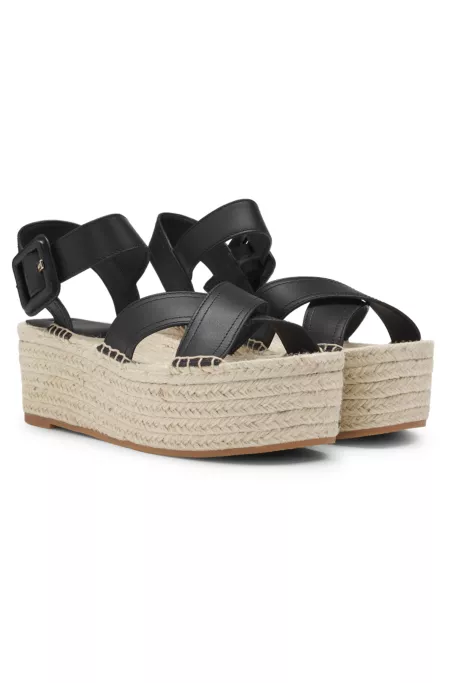 Leather sandals with platform sole