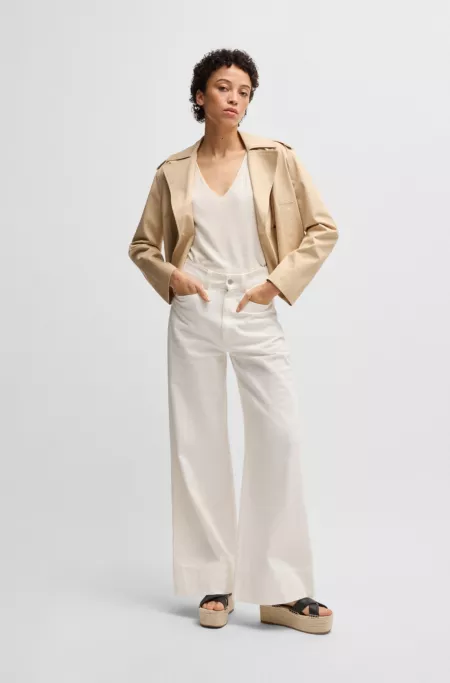 Leather sandals with platform sole