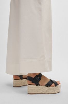 Sandales en cuir &agrave; semelle &agrave; plateforme, Noir