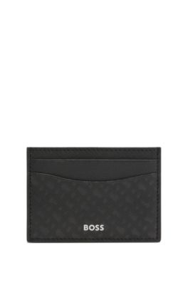 Monogrammed card holder with printed logo, Black
