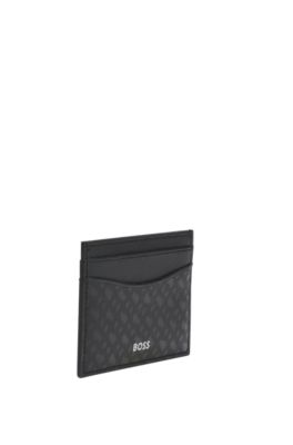 Monogrammed card holder with printed logo, Black