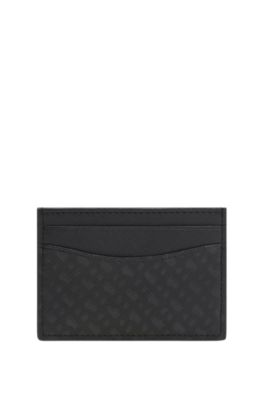 Monogrammed card holder with printed logo, Black