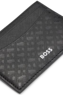 Monogrammed card holder with printed logo, Black