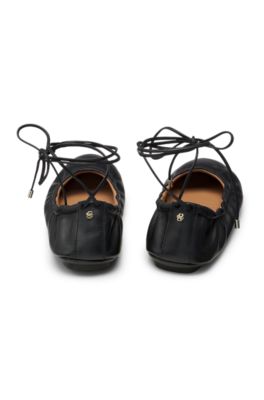 Bailarinas de piel de napa con monograma Double B, Negro