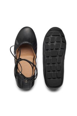 Bailarinas de piel de napa con monograma Double B, Negro