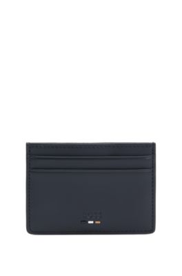 Tarjetero de piel sint&eacute;tica con detalle texturizado, Azul oscuro