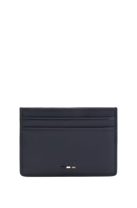 Faux-leather card holder with textured trim