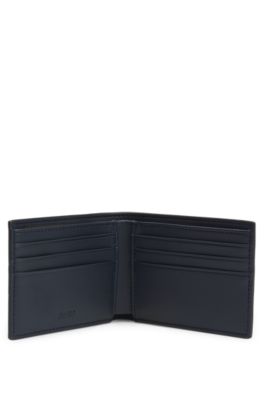 Faux-leather folding wallet with textured trim, Dark Blue