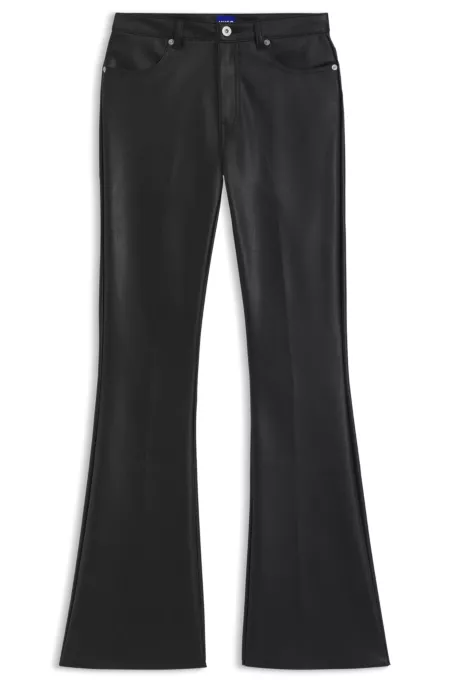 Flared trousers in faux leather