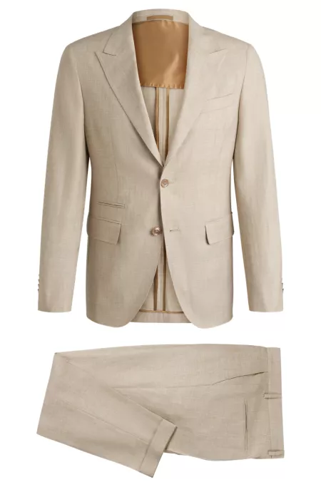 Slim-fit suit in checked linen, wool and silk