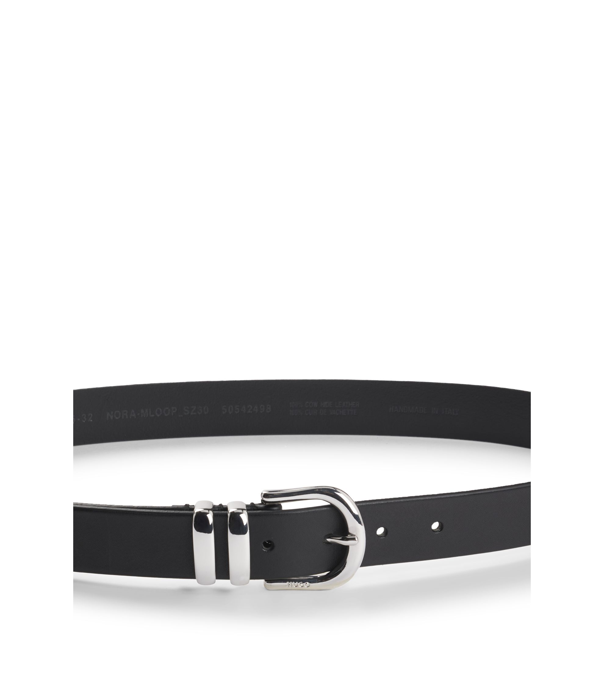 HUGO - Double-keeper belt in Italian leather - Black