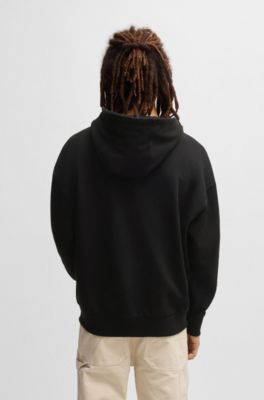 All-gender relaxed-fit hoodie in cotton terry, Black