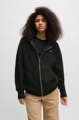 All-gender relaxed-fit hoodie in cotton terry, Black