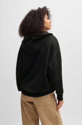 All-gender relaxed-fit hoodie in cotton terry, Black