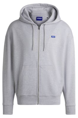 All-gender relaxed-fit hoodie in cotton terry, Light Grey