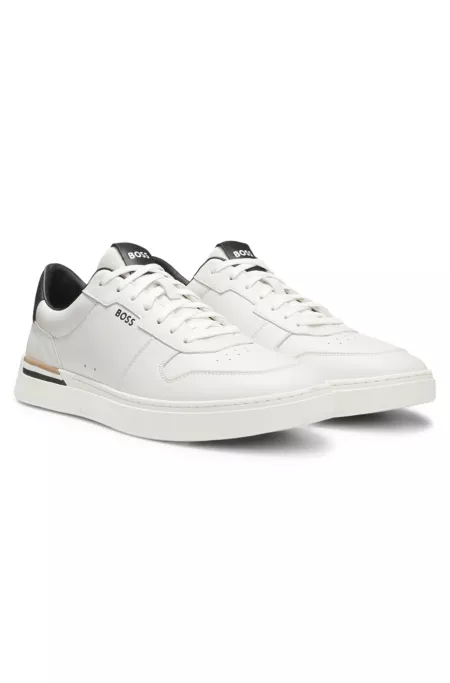 Logo-detail trainers in leather