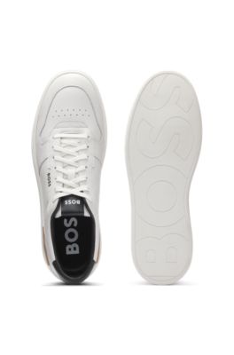 Logo-detail trainers in leather, White