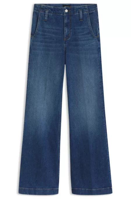 Fit-and-flare jeans in blue Italian stretch denim