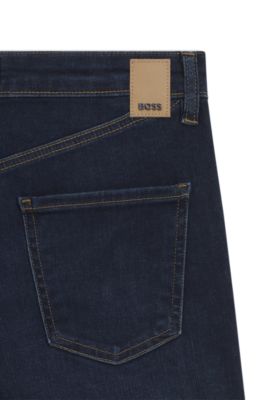 Deep-blue slim-fit jeans in stretch denim, Dark Blue