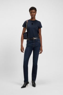 Deep-blue slim-fit jeans in stretch denim, Dark Blue