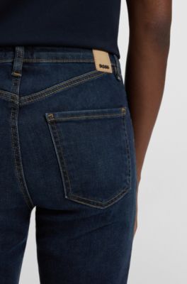 Deep-blue slim-fit jeans stretch denim